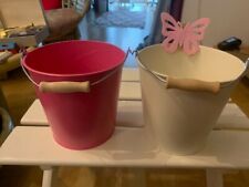 Blumen- Übertöpfe 2 Ecru Pink, Rosa Schmetterling mit Klammer