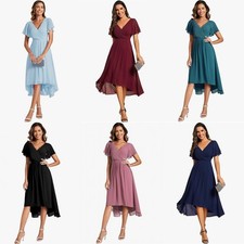 Damen Elegant Für Hochzeit Knielang A-Line Cocktailkleid High Festliche Kleider