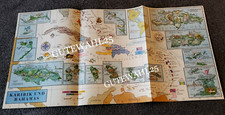 Nostalgie Faltkarte KARIBISCHE INSELWELT Plan Poster Wandbild Dekoration 27/54