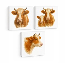 Kuh Familie 3er Set Holzbilder