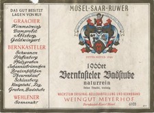 1966er Bernkstler Badstube - Weingut Meyerhof - Bernkastel-Kues Mosel