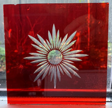 Viktorianisches georgianisches Buntglastürfenster roter Stern geplatzt 5 Zoll diamantschliff