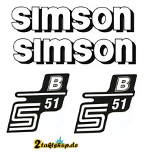 4 teiliger Dekorsatz Simson S51 B  Schwarz Weiss Aufkleber Set
