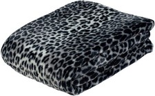 GÖZZE Kuschel Wohn Decke SCHNEELEOPARD Polyester silber schwarz 150x200 cm