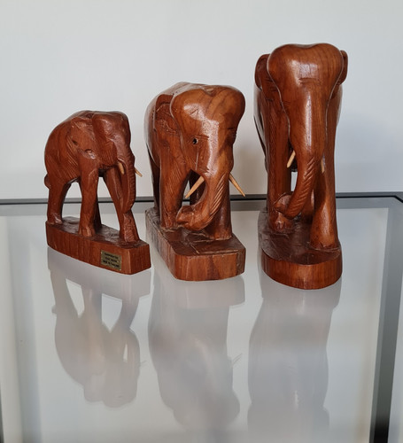 3er set holz elefanten - set, vintage