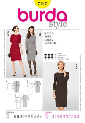 Schnittmuster burda 7137 kleid - schnittmuster,