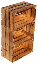 3er set Weinkiste "Hilde" geflammt Weinkisten Holzkisten Apfelkisten Garten deko