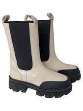 JOOP! Chelsea Boots Stiefeletten Damen Leder Beige Gr. 37 Gebraucht Casual Urban