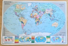Weltkarte Laminiert 65 × 43 cm | Rückseite mit Deutschland & Europa