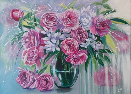 Handgemaltes blumenbild - handgemaltes,