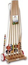 GICO Croquet-Set für 6 Spieler – mit Metall-Trolley, Schlägerlänge 100 cm (Outdo