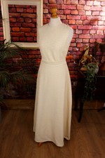 Vintage 70er Boho Hippie Kleid Maxikleid creme lang Frottee DDR Brautkleid 40