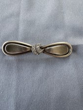 silberne Schleifenbrosche mit Steinen - 830 Silber - Vintage