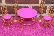 MATTEL BARBIE SCHLOSS MÖBEL K17 EDEL KÜCHENMÖBEL SITZGRUPPE STUHL TISCH KERZEN