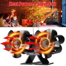 10 Flügel Kaminofen Ventilator Doppelkopf Stromloser Stove Fan Ofenventilator 