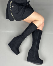 SCHWARZE PLATFORM-KEILSTIEFEL