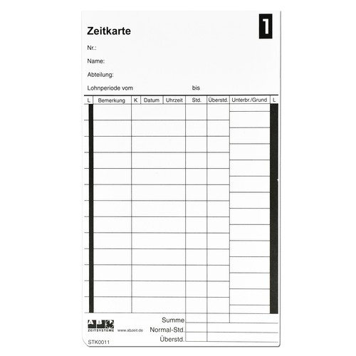 Arbeitszeitkarte stempelkarte - arbeitszeitkarte,