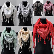 Dreieckstuch Halstuch Schal Stola Damen Fransen Faltens​chal Cotton Blumendekor