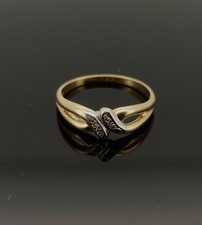 Ring 585 / 14K Pavé, elegant, Gelbgold + Weißgold mit Diamanten