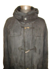 Top schwarzer gewachsenes Lammfell Herren Duffle Leder Mantel GR. 56 oder XXXL