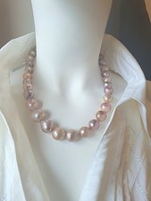 Barockperlen Collier  925er Silber 2fach rhodiniert 15 mm LÜSTER: HOCH!