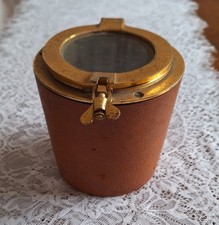 Vintage Comoy's of London Bullauge Eiskübel, Leder, Holz, Messing, Glas