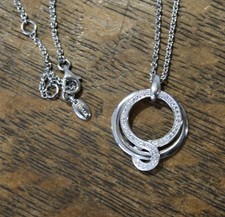 925 Silberkette mit-Anhänger von Fossil - 45 cm lang - Anhänger 27 x 21,5 mm