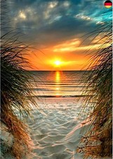 QENSPE 5D Diamond Painting Strand Diamant Painting Bilder Sonnenuntergang