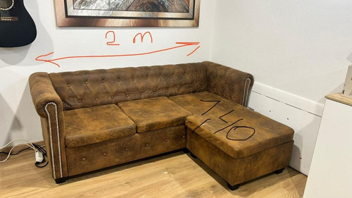 Braunes leder ecksofa 200 - braunes, cm