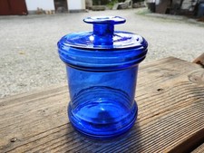 1850 TINTENFASS TINTENFLASCHE Kobalt Abrißglas mundgeblasen Formglas Biedermeier