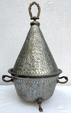 Antike Tajine Tagine nordafrikanisches Kochgefäß Handmade ? versilbert ?