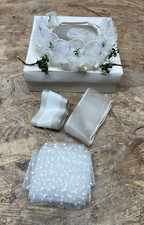 alter Haarkranz Spitze Kommunion Haarschmuck mit Bändern, Spitze, 2 Anstecker