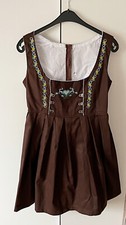 Damen Trachten Dirndl ärmellos Braun Stickerei Gr. 44