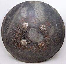 Antiker Eisener Wächterschild Original Alt Handgefertigt Feine Figürliche Gravur