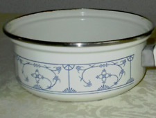 Emaille Kasserolle / Stieltopf  Strohblume Indischblau Vintage Kochgeschirr