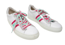 D'ACQUASPARTA Schuhe Damen (EU) 39 Weiß Leder Low Top Bunt Schnürung