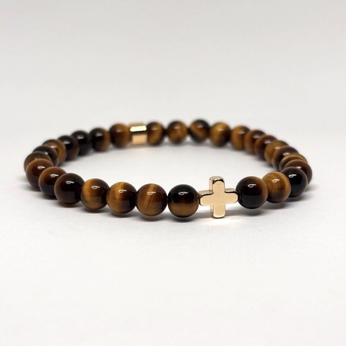 Tigerauge kreuz armband - tigerauge,