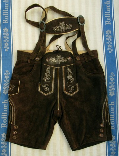 Bestickte braune lederhose - bestickte,