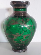 Glasvase silver overlay -