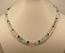 facettiert Aquamarin (Beryll) Kette mit Smaragd Steinen