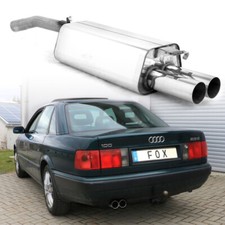 Fox Sportauspuff Edelstahl ESD 2x76mm uneingerollt für Audi 100 A6 Typ C3 C4