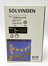 IKEA SOLVINDEN LED Lichterkette 12 Lichter Außen batteriebetrieben gelb NEU