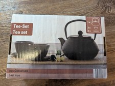 Tee-Set aus Gusseisen – mit Emaille-Beschichtung – 5-teilig