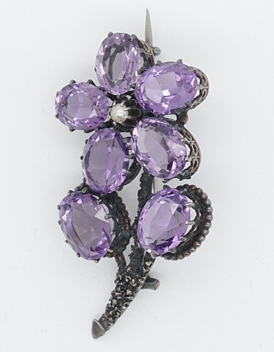 Antike silber amethyst brooch - antike,