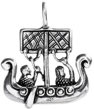 925 Silber Wikinger Anhänger Drachenboot 3D Wikingerboot Drachenschiff  + Band