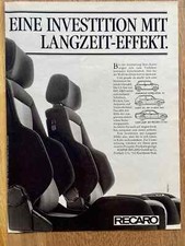 Keiper Recaro CS Sitz Sportsitz Kirchehim Teck Original 1987 Vintage Ad Werbung