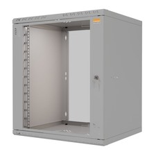 19" Netzwerkschrank Wandverteiler 12 HE 600 mm Glastür grau