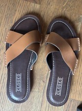 Closed Pantoletten Sommerschuhe Braun 100% Leder Gr. 38  neu