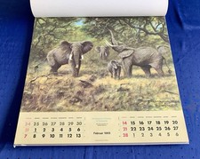 alter großer Kalender 1965 Continental Tiere Zeichnungen Vintage
