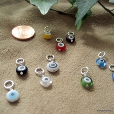 Glücksauge Anhänger in 925er Silber, Glas Nazar: ca. 5-6 mm, Farbe wählbar, NEU